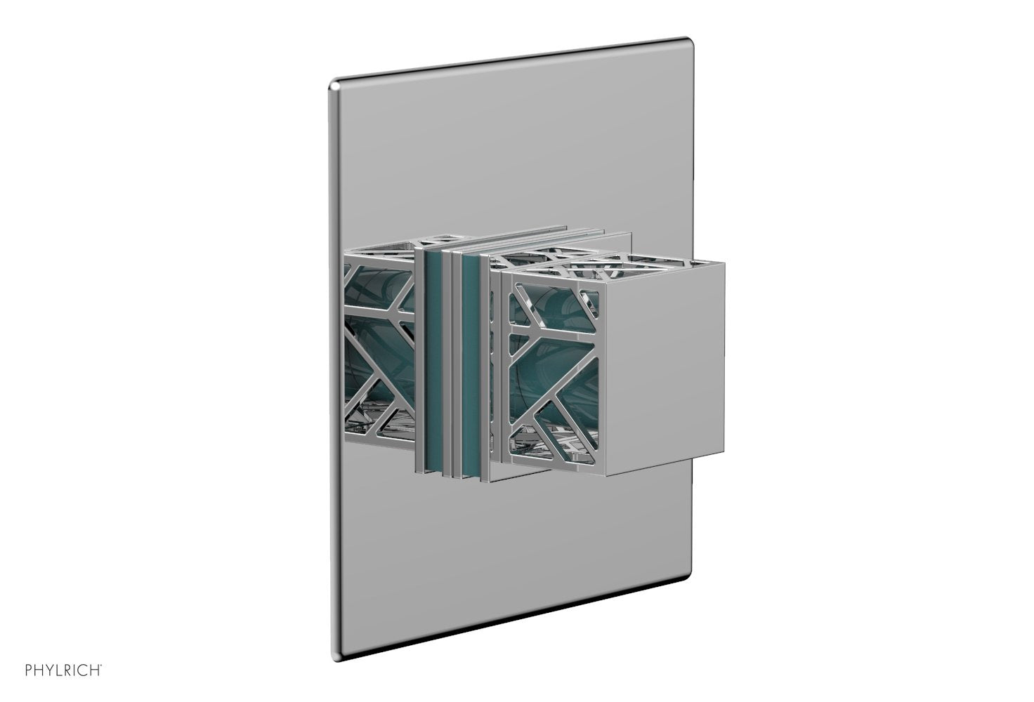 JOLIE - Thermostatic Shower Trim, Square Handle with "Turquoise" Accents 4-593