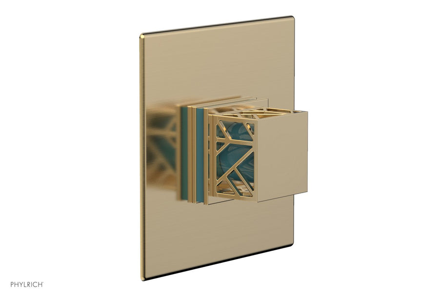 JOLIE Pressure Balance Shower Plate & Handle Trim, Square Handle with "Turquoise" Accents 4-593