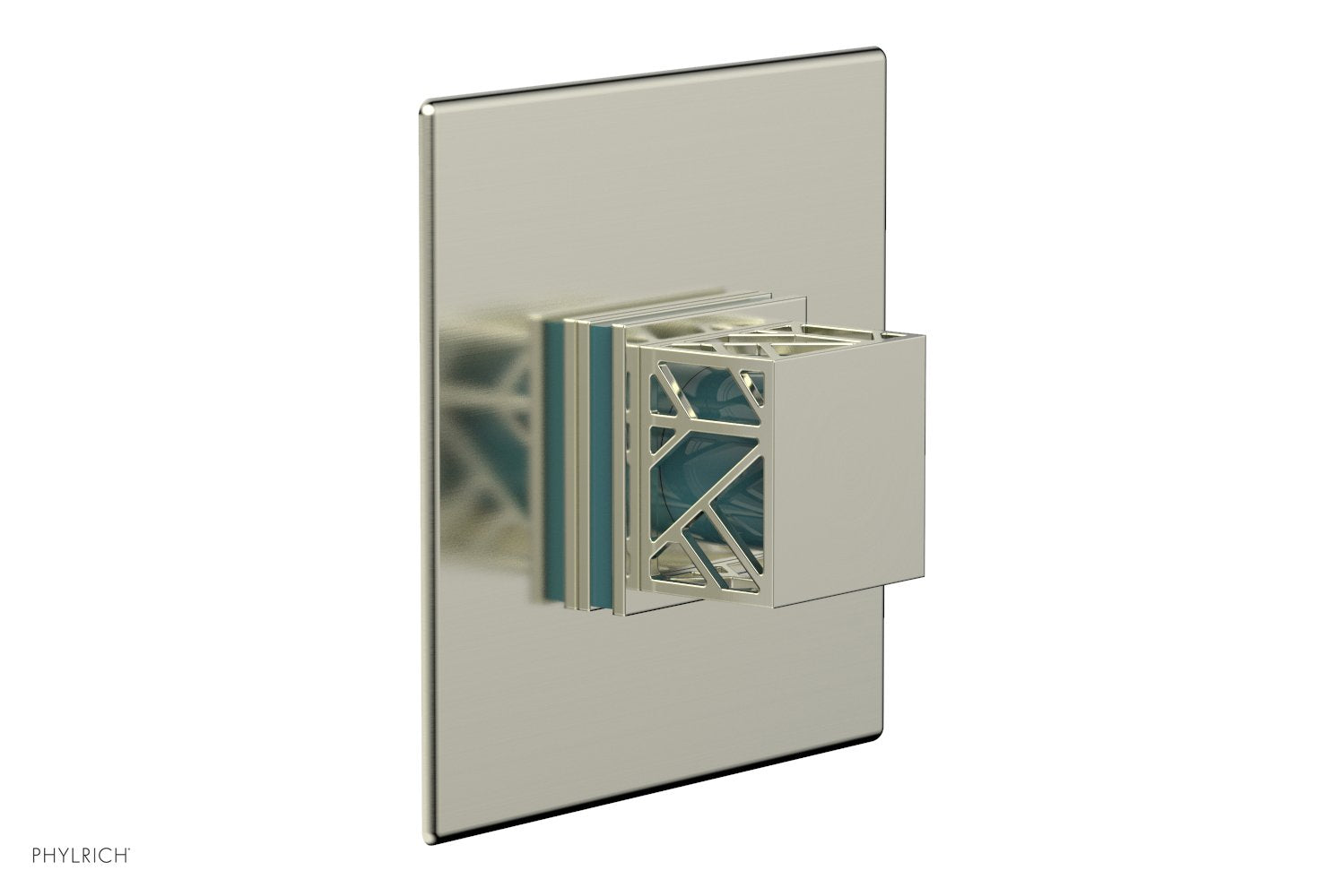 JOLIE - Thermostatic Shower Trim, Square Handle with "Turquoise" Accents 4-593