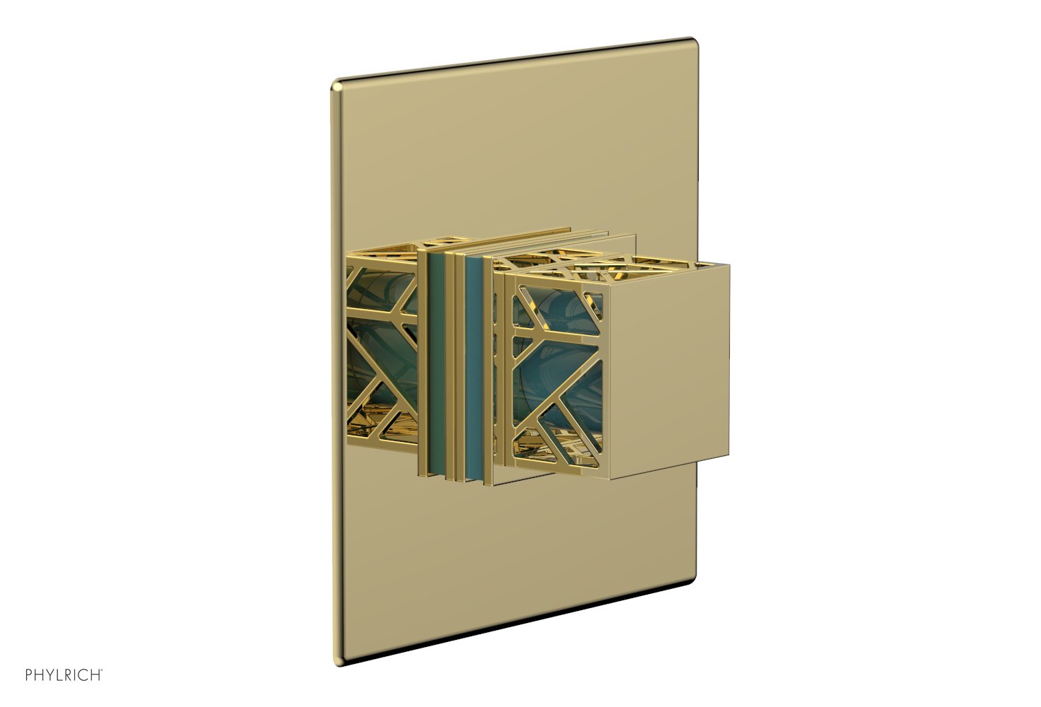 JOLIE - Thermostatic Shower Trim, Square Handle with "Turquoise" Accents 4-593