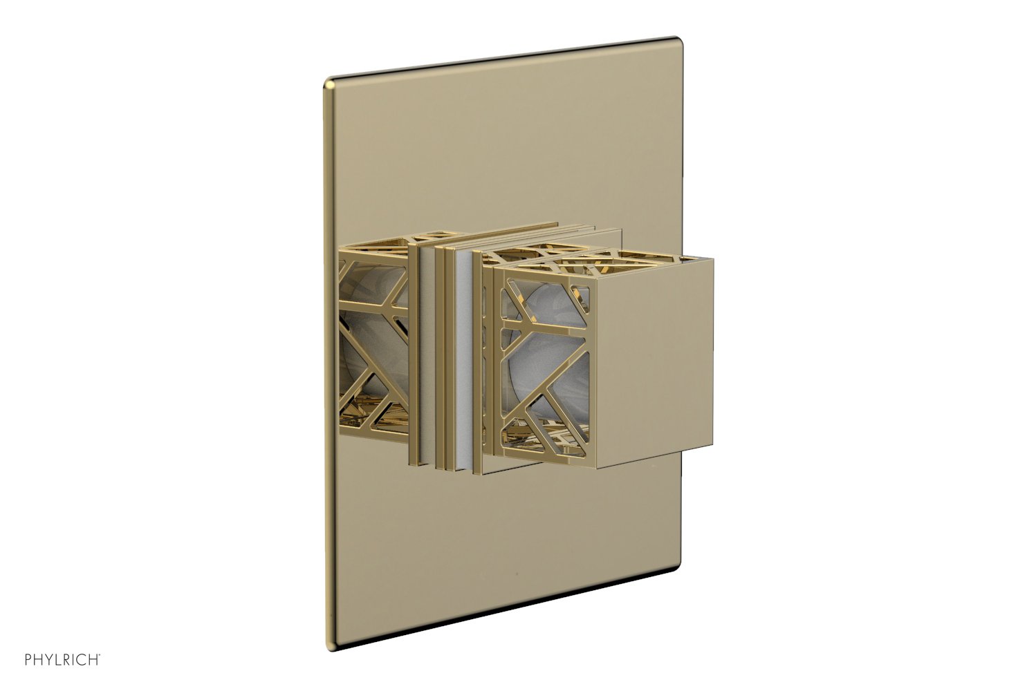 JOLIE Pressure Balance Shower Plate & Handle Trim, Square Handle with "White" Accents 4-593