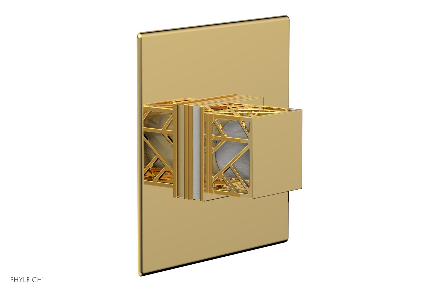 JOLIE Pressure Balance Shower Plate & Handle Trim, Square Handle with "White" Accents 4-593