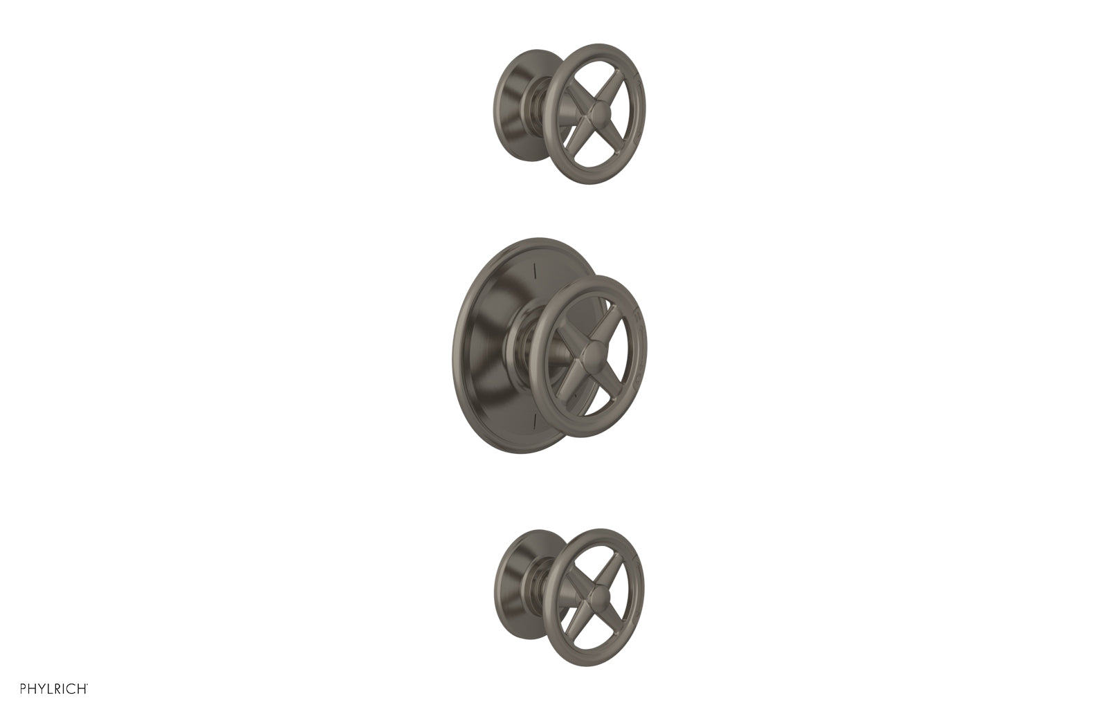 WORKS 1/2" Thermostatic Valve with Two Volume Control, Cross Handles 4-612