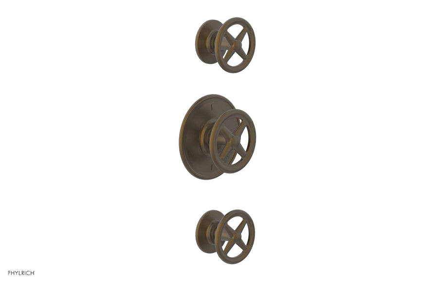 WORKS 1/2" Thermostatic Valve with Two Volume Control, Cross Handles 4-612