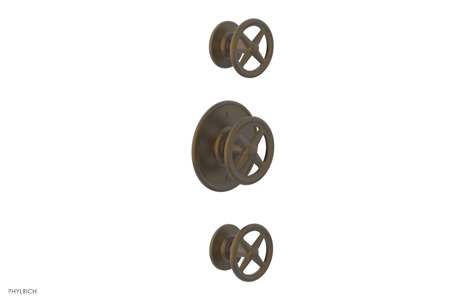 WORKS 3/4" Thermostatic Valve with Two Volume Control, Cross Handles 4-612