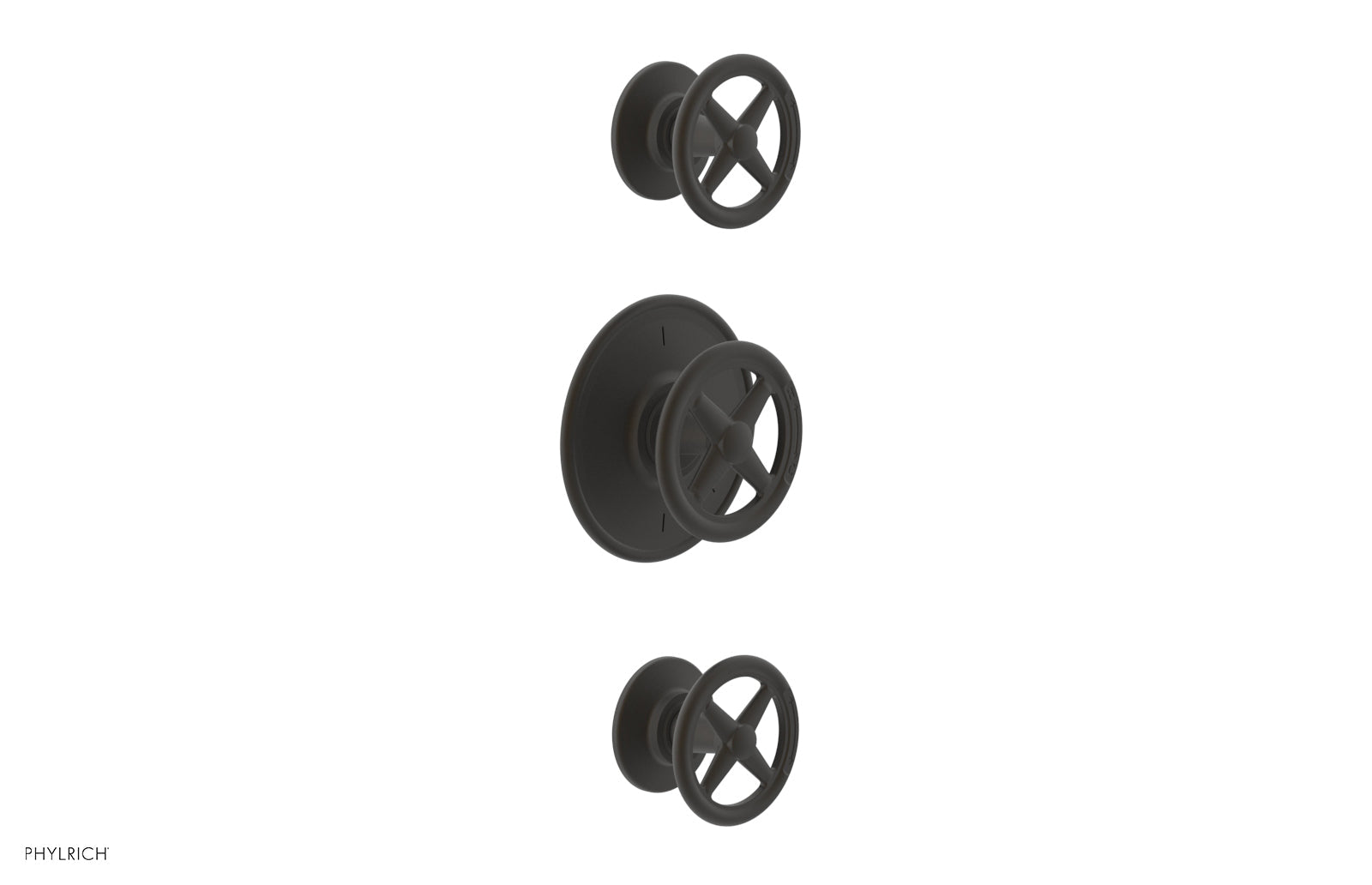 WORKS 3/4" Thermostatic Valve with Two Volume Control, Cross Handles 4-612