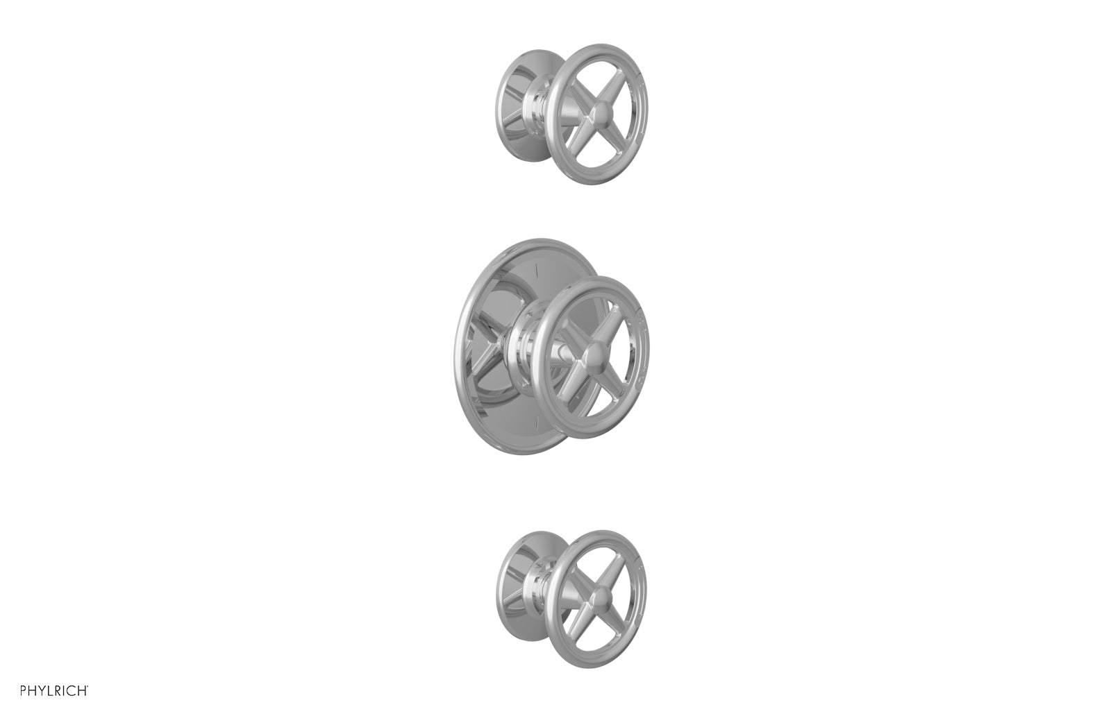 WORKS 1/2" Thermostatic Valve with Two Volume Control, Cross Handles 4-612