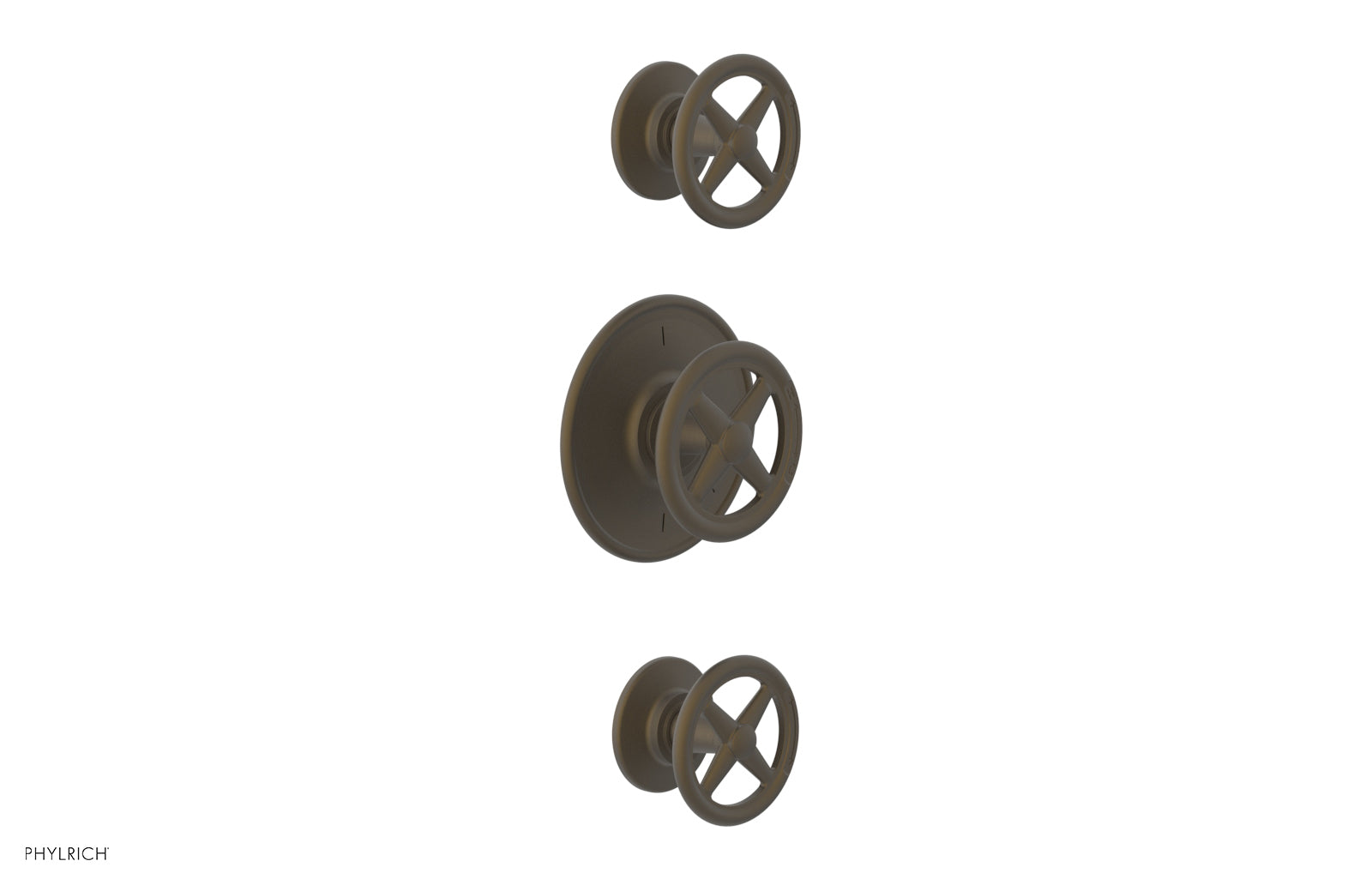 WORKS 3/4" Thermostatic Valve with Two Volume Control, Cross Handles 4-612