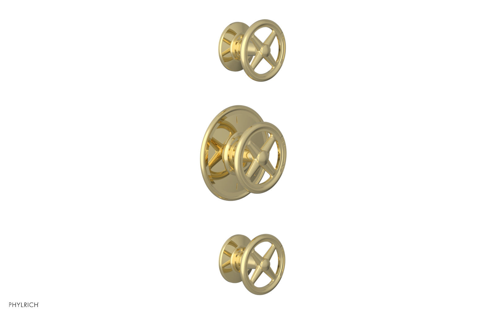 WORKS 1/2" Thermostatic Valve with Two Volume Control, Cross Handles 4-612