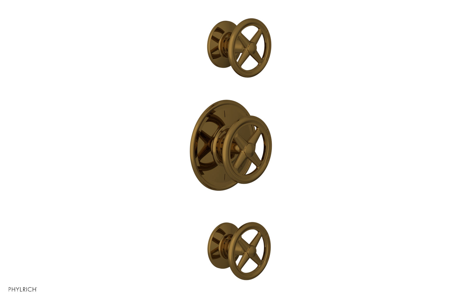 WORKS 3/4" Thermostatic Valve with Two Volume Control, Cross Handles 4-612