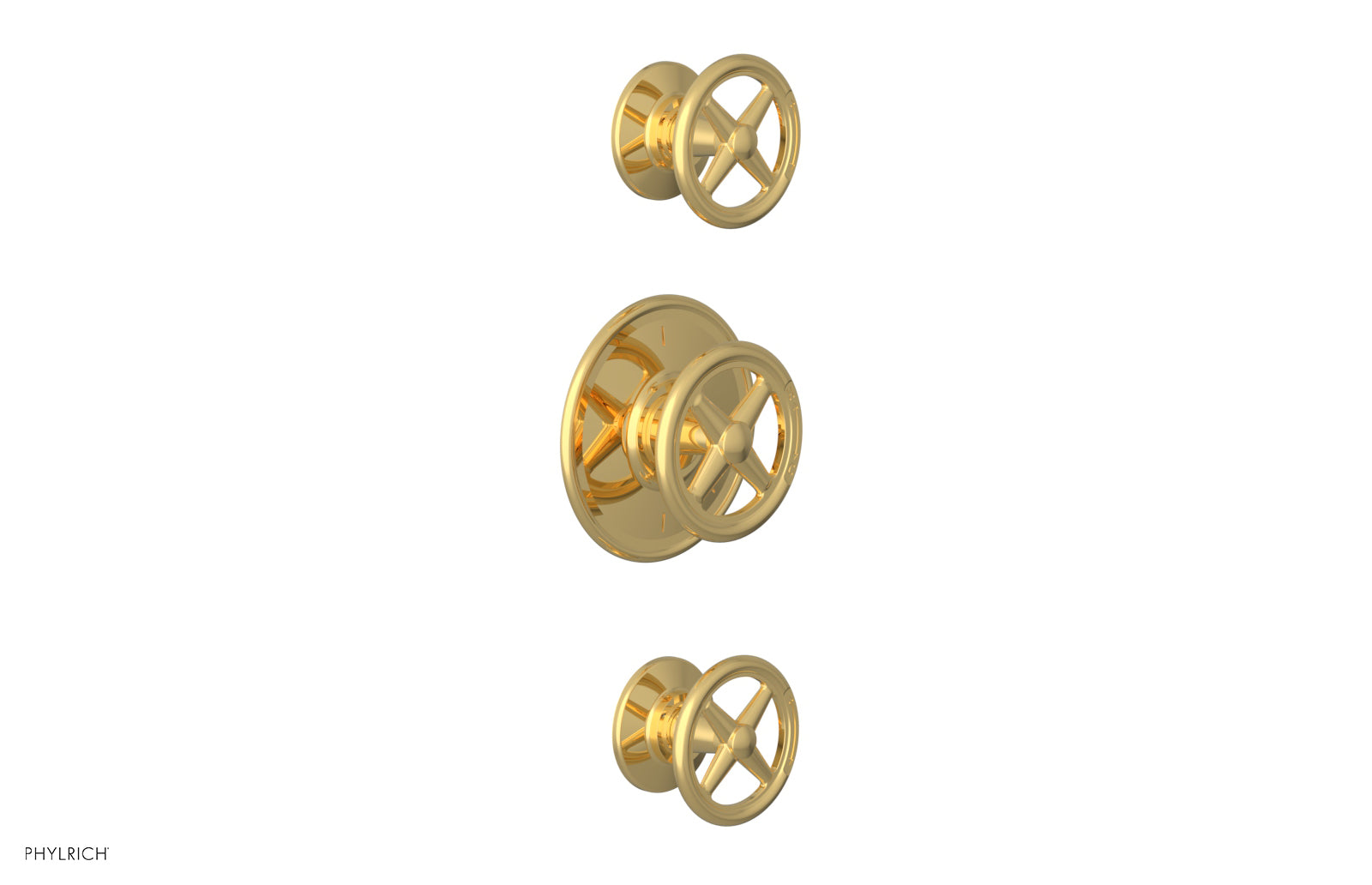 WORKS 3/4" Thermostatic Valve with Two Volume Control, Cross Handles 4-612