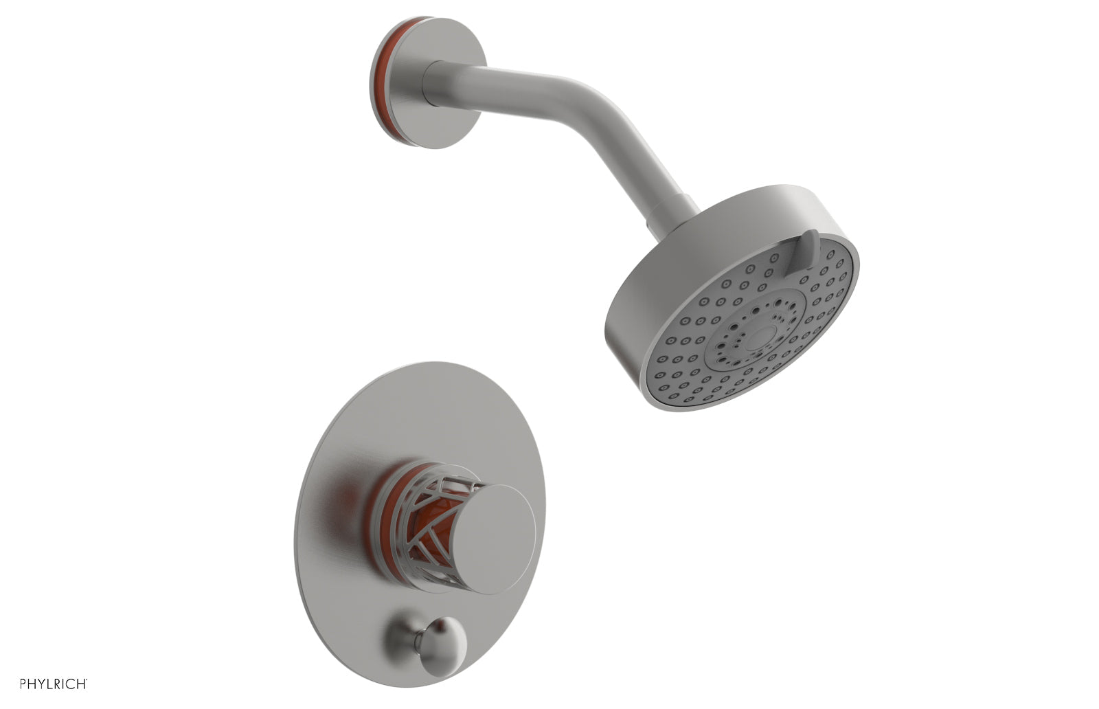 JOLIE Pressure Balance Shower and Diverter Set (Less Spout), Round Handle with "Orange" Accents 4-677