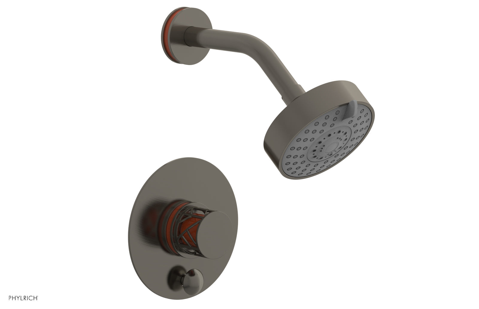 JOLIE Pressure Balance Shower and Diverter Set (Less Spout), Round Handle with "Orange" Accents 4-677