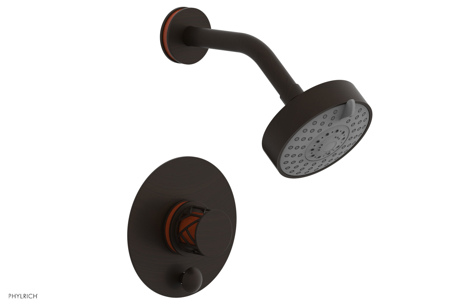 JOLIE Pressure Balance Shower and Diverter Set (Less Spout), Round Handle with "Orange" Accents 4-677