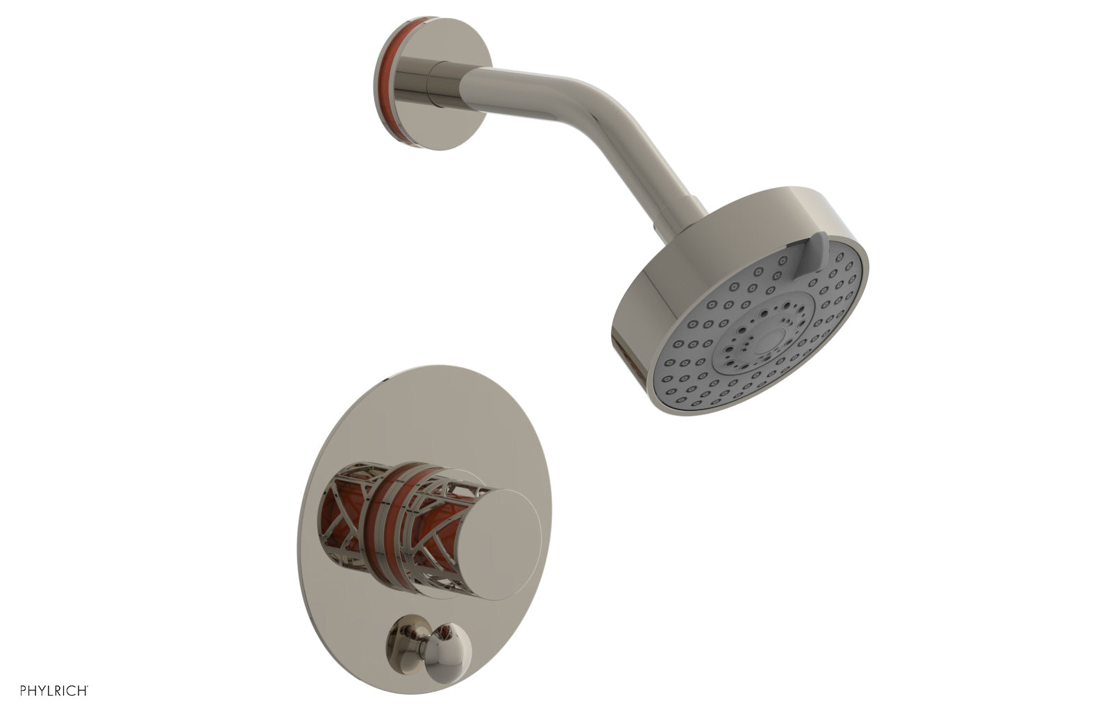JOLIE Pressure Balance Shower and Diverter Set (Less Spout), Round Handle with "Orange" Accents 4-677