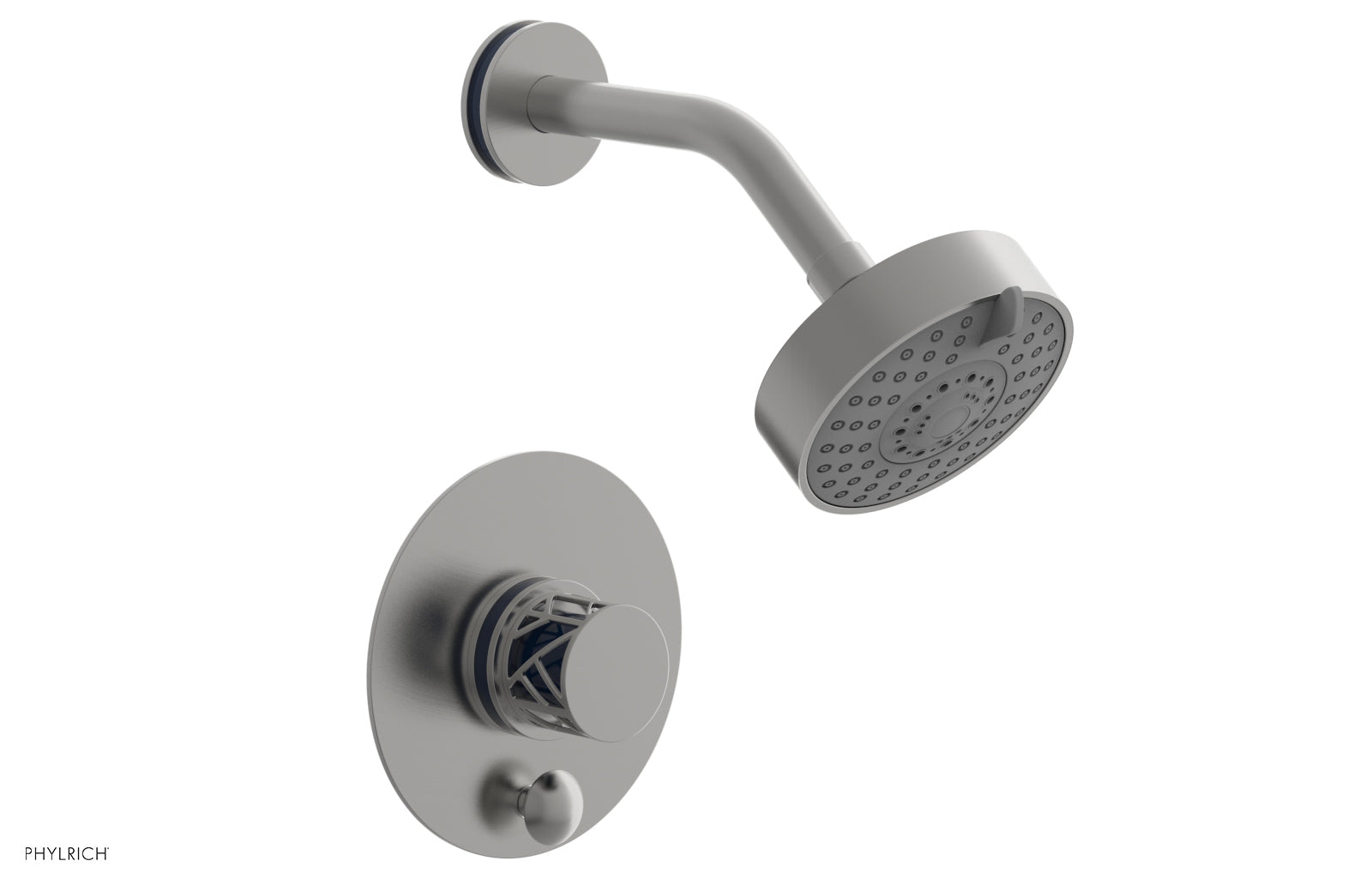 JOLIE Pressure Balance Shower and Diverter Set (Less Spout), Round Handle with "Navy Blue" Accents 4-677