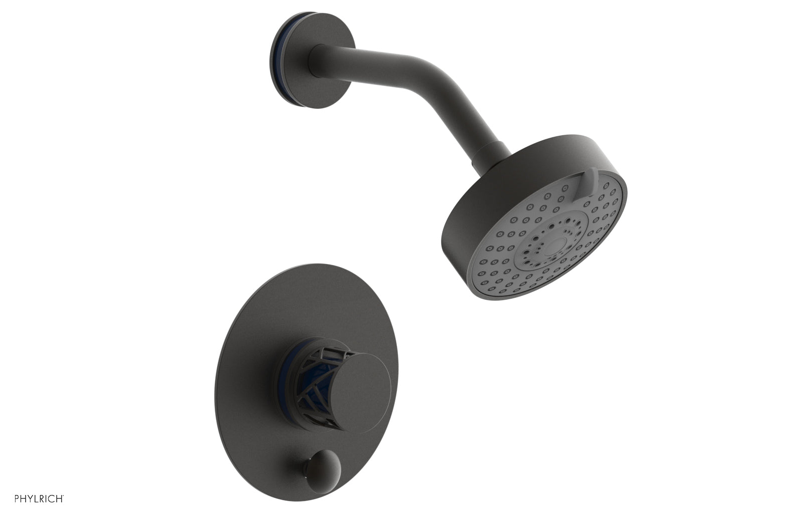 JOLIE Pressure Balance Shower and Diverter Set (Less Spout), Round Handle with "Navy Blue" Accents 4-677