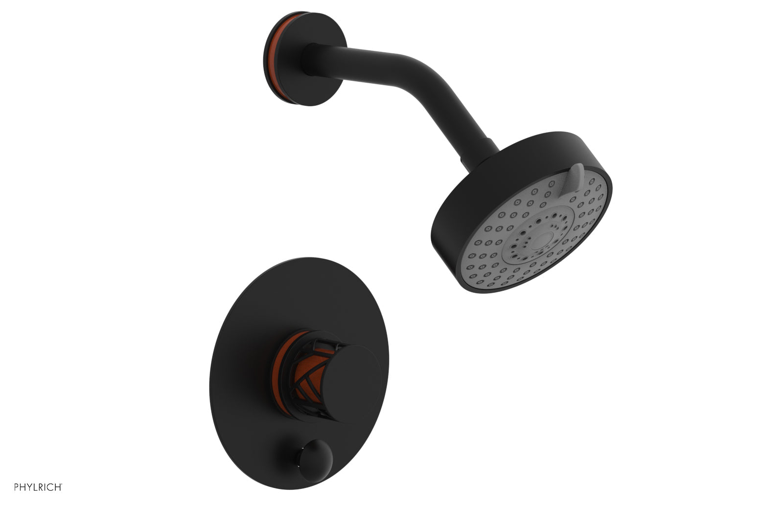 JOLIE Pressure Balance Shower and Diverter Set (Less Spout), Round Handle with "Orange" Accents 4-677