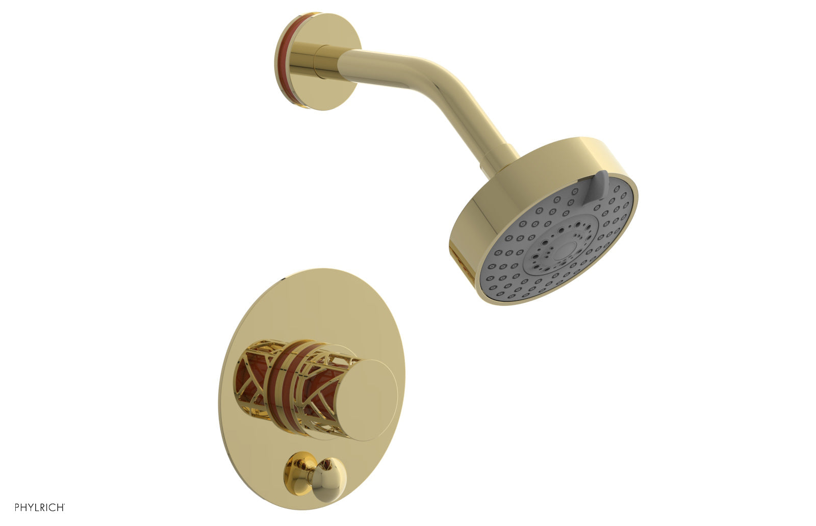 JOLIE Pressure Balance Shower and Diverter Set (Less Spout), Round Handle with "Orange" Accents 4-677