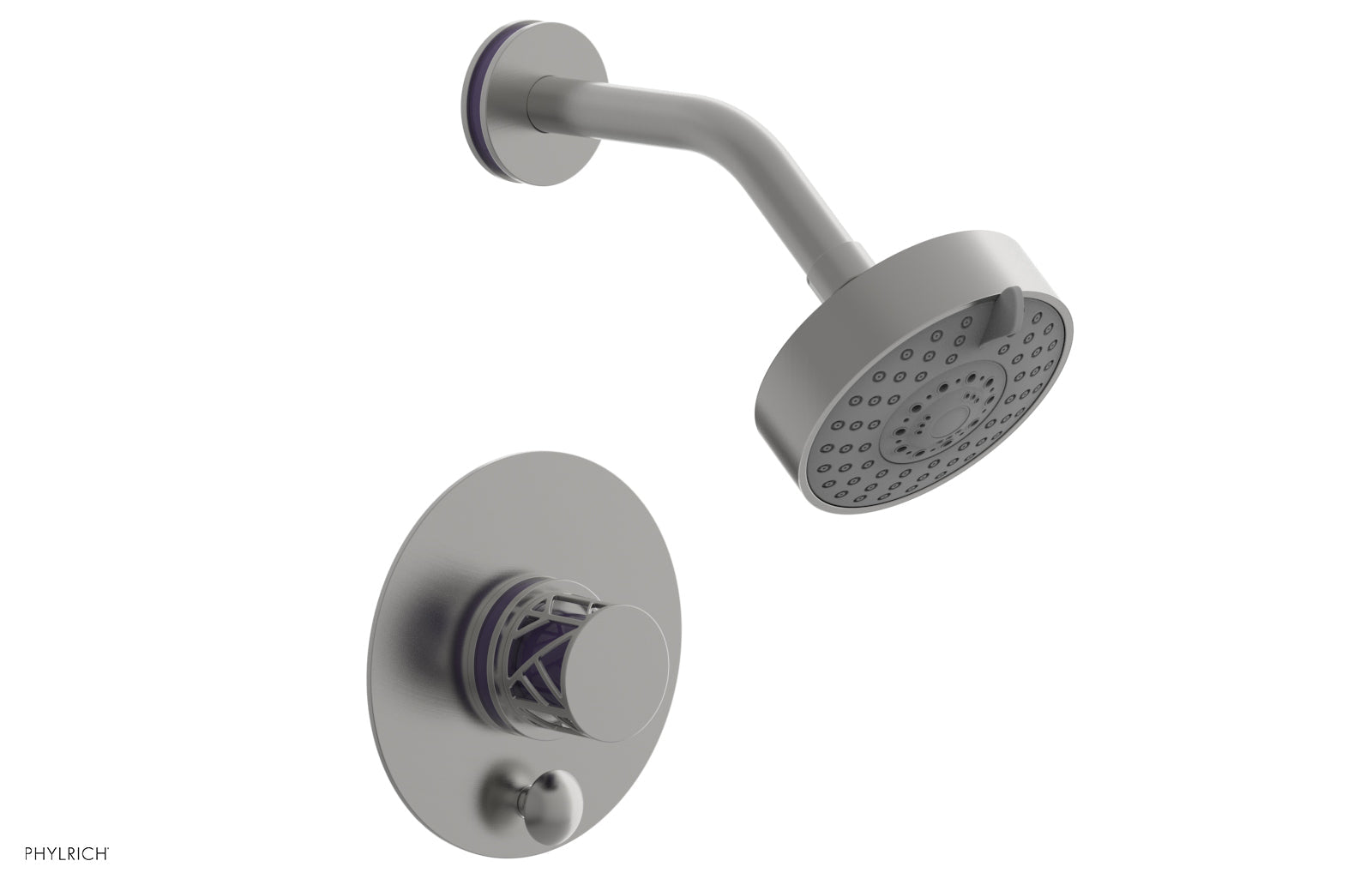 JOLIE Pressure Balance Shower and Diverter Set (Less Spout), Round Handle with "Purple" Accents 4-677