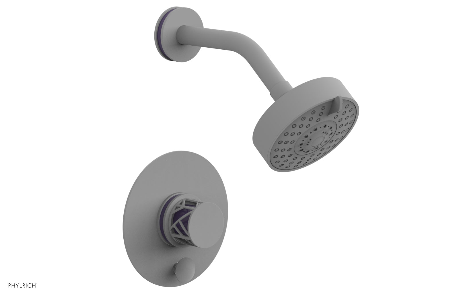 JOLIE Pressure Balance Shower and Diverter Set (Less Spout), Round Handle with "Purple" Accents 4-677