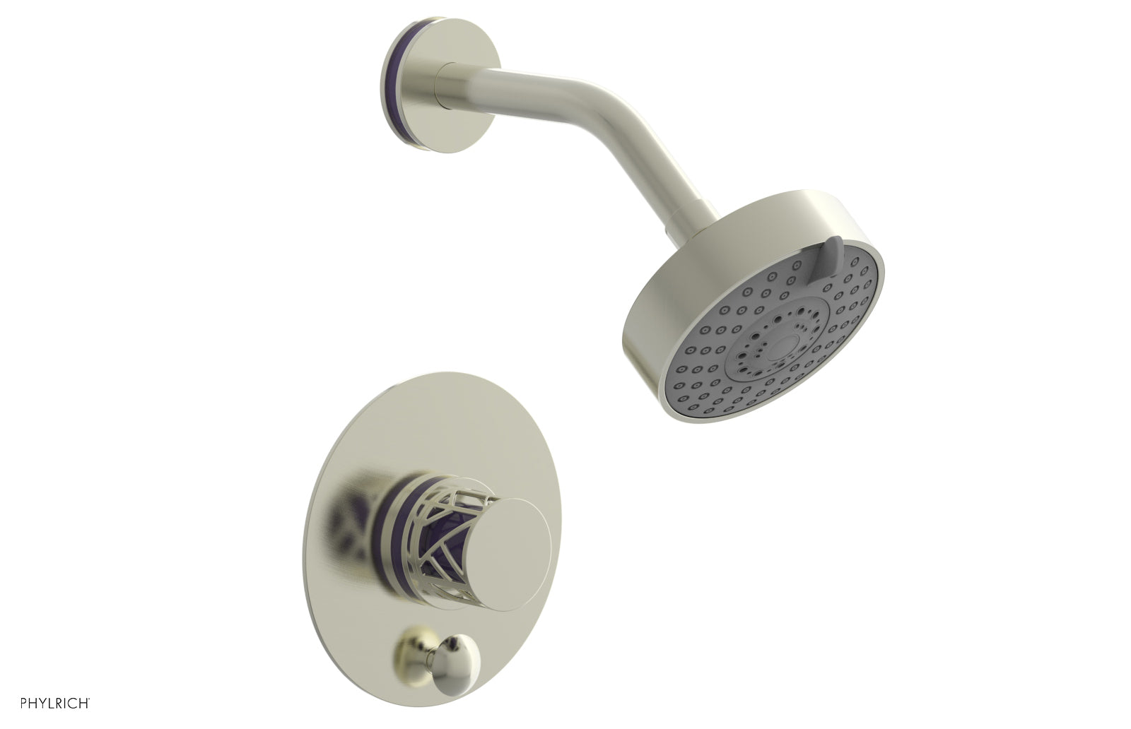 JOLIE Pressure Balance Shower and Diverter Set (Less Spout), Round Handle with "Purple" Accents 4-677