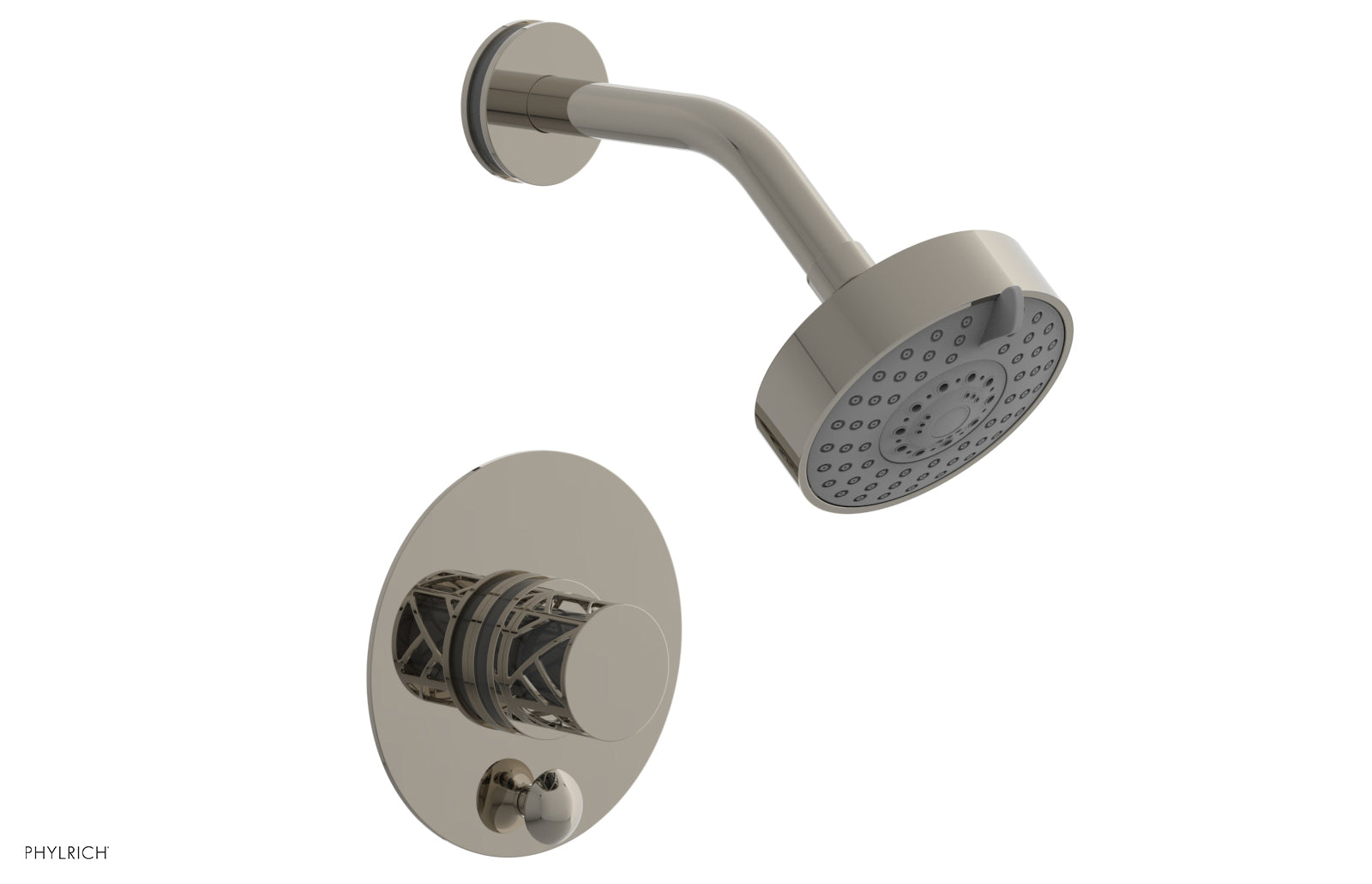 JOLIE Pressure Balance Shower and Diverter Set (Less Spout), Round Handle with "Grey" Accents 4-677