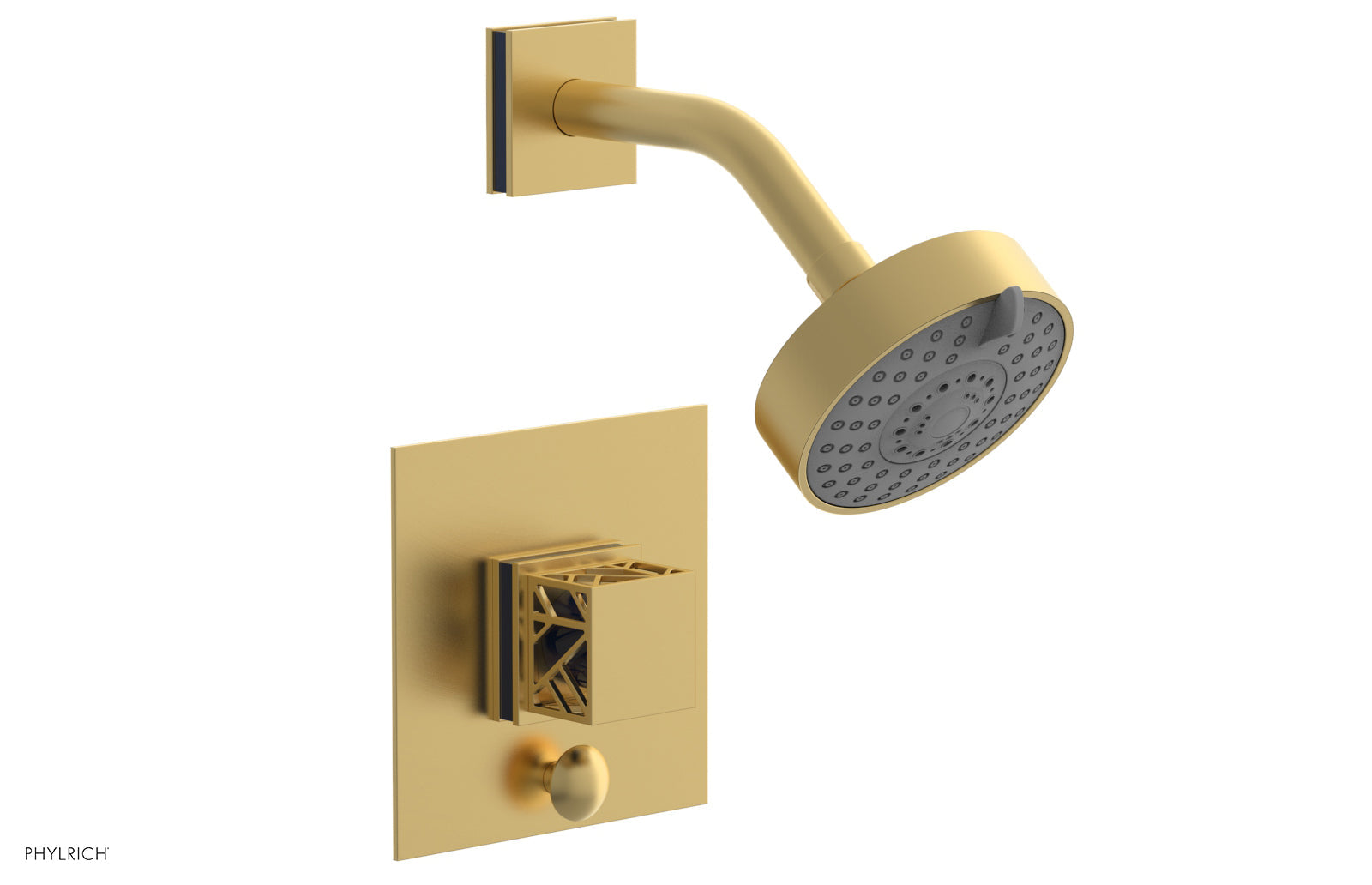 JOLIE Pressure Balance Shower and Diverter Set (Less Spout), Square Handle with "Navy Blue" Accents 4-678