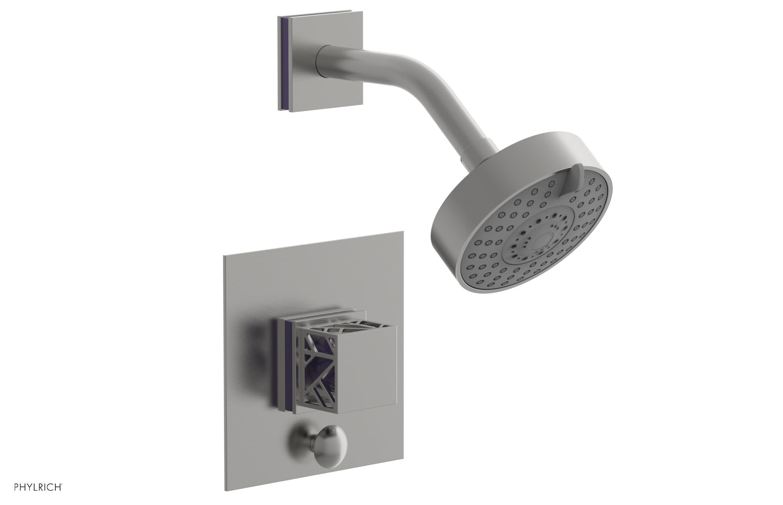 JOLIE Pressure Balance Shower and Diverter Set (Less Spout), Square Handle with "Purple" Accents 4-678