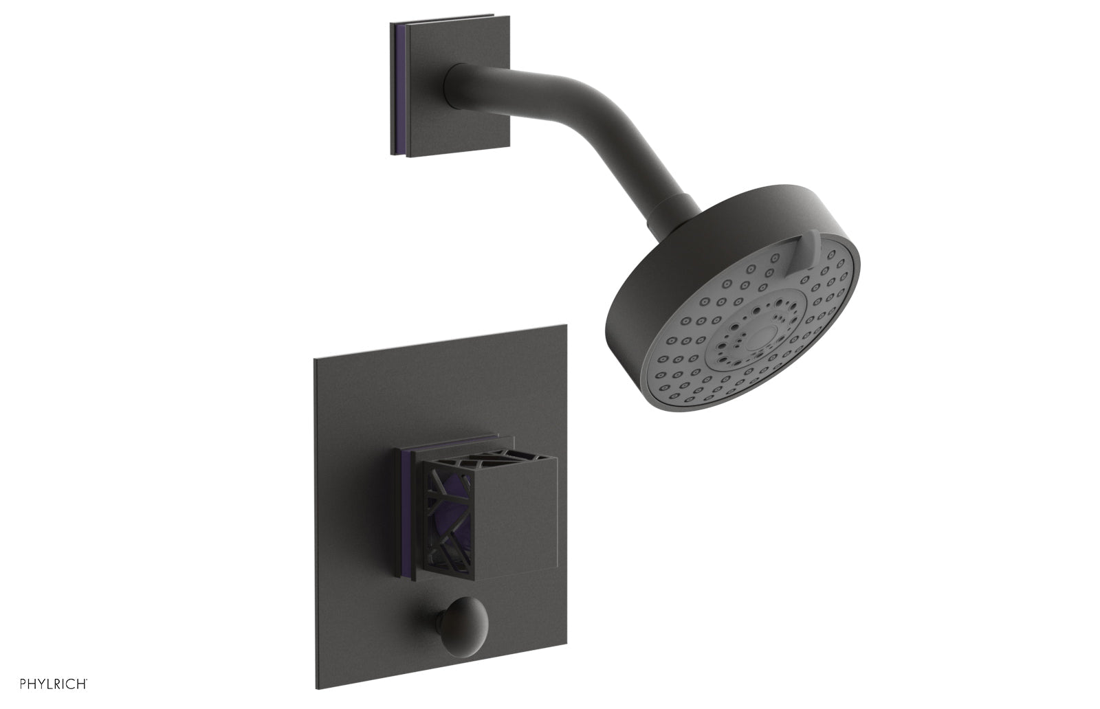 JOLIE Pressure Balance Shower and Diverter Set (Less Spout), Square Handle with "Purple" Accents 4-678