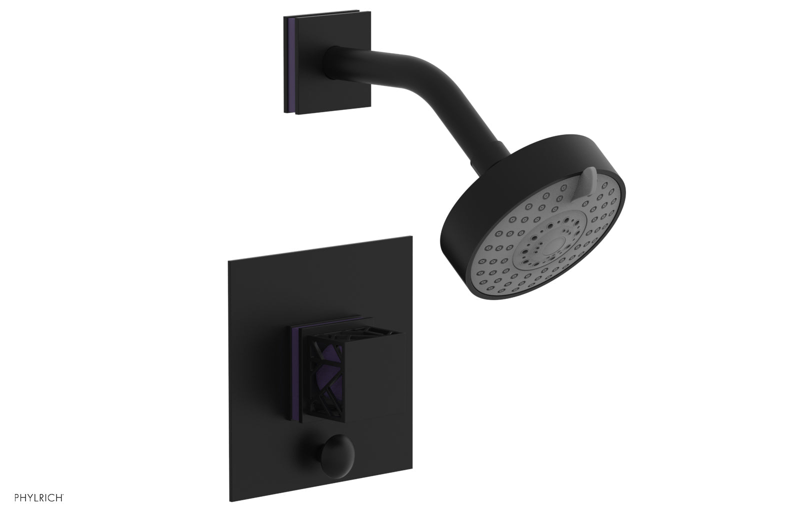 JOLIE Pressure Balance Shower and Diverter Set (Less Spout), Square Handle with "Purple" Accents 4-678