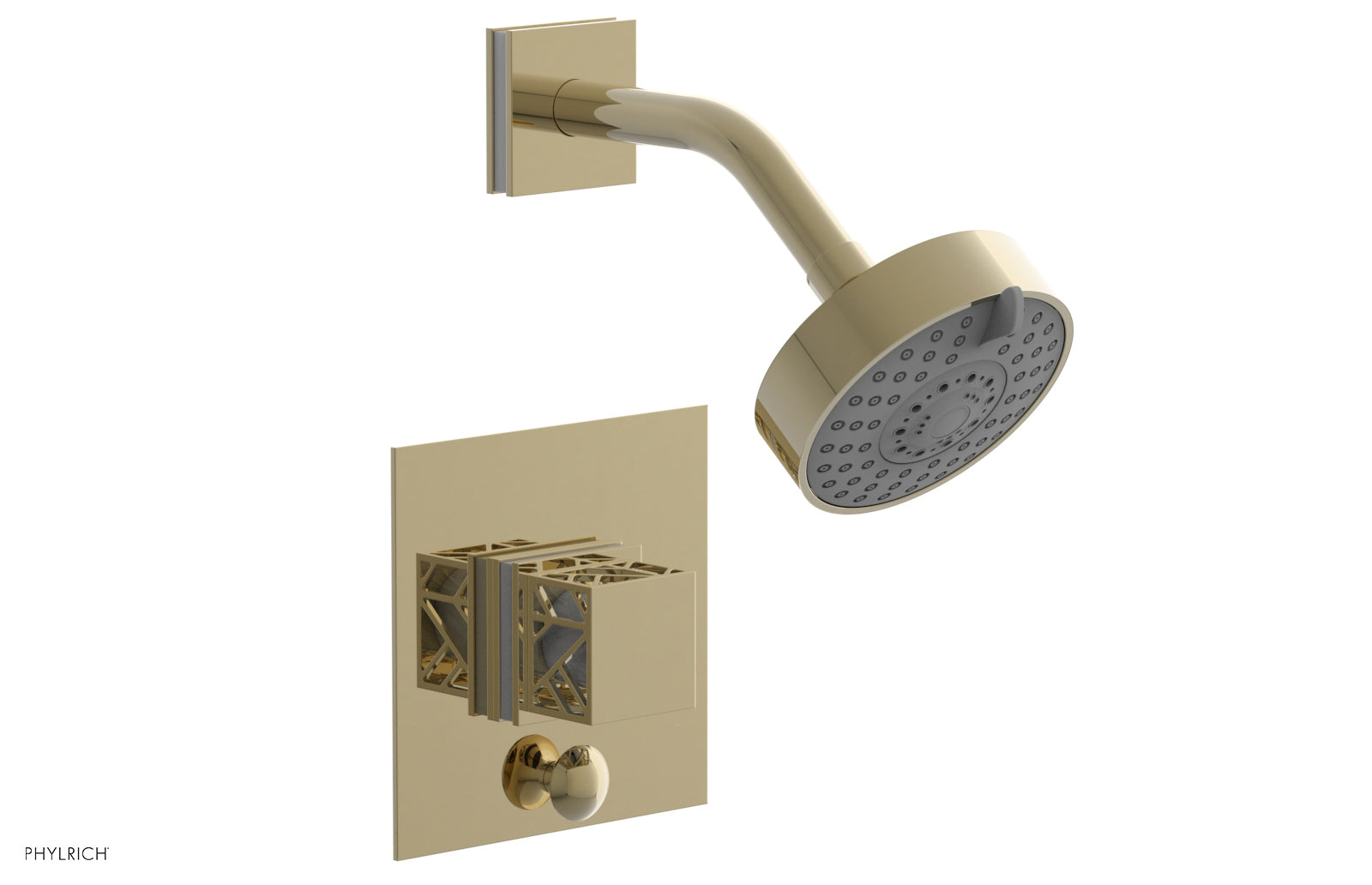 JOLIE Pressure Balance Shower and Diverter Set (Less Spout), Square Handle with "White" Accents 4-678