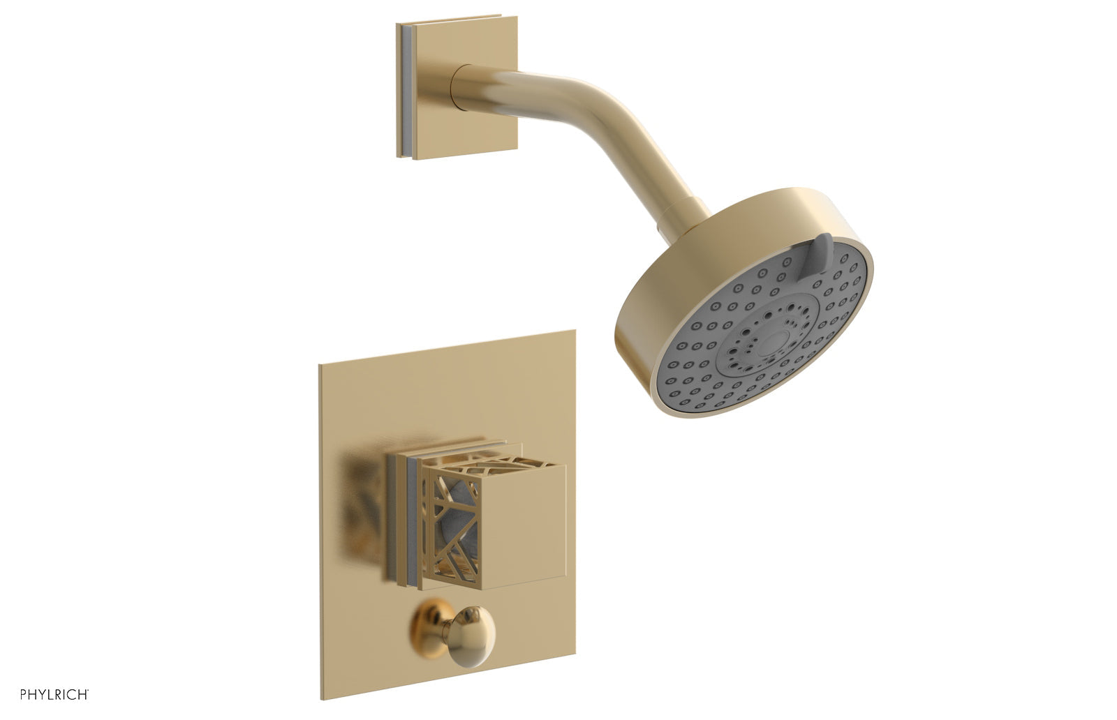 JOLIE Pressure Balance Shower and Diverter Set (Less Spout), Square Handle with "White" Accents 4-678