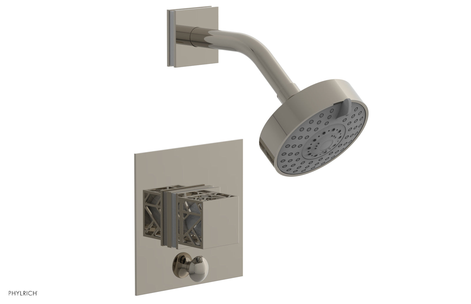 JOLIE Pressure Balance Shower and Diverter Set (Less Spout), Square Handle with "White" Accents 4-678