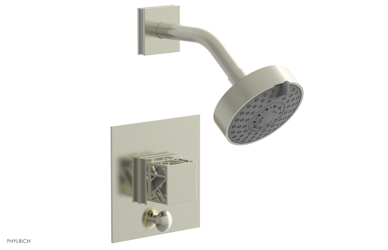 JOLIE Pressure Balance Shower and Diverter Set (Less Spout), Square Handle with "White" Accents 4-678