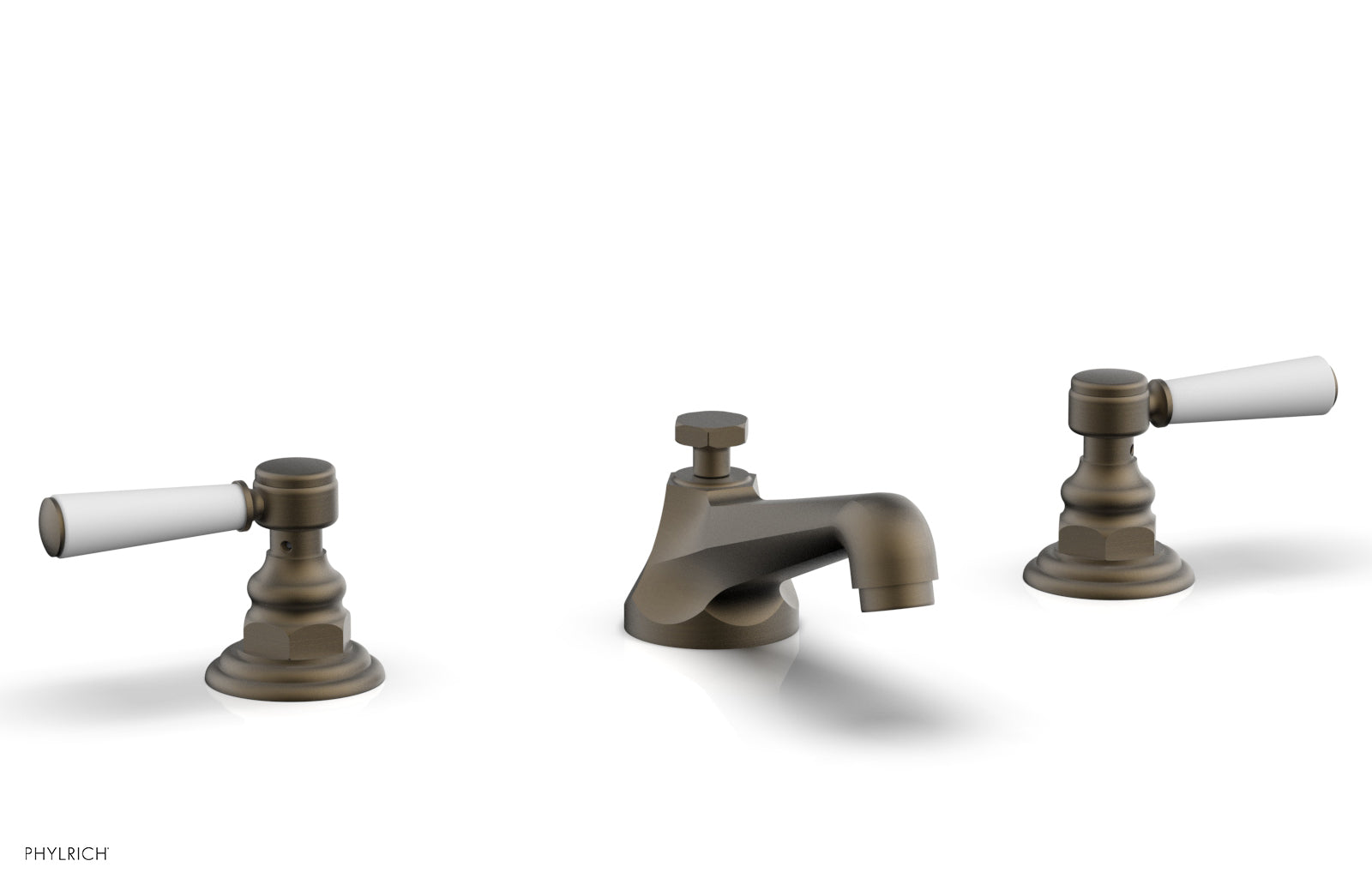 HEX TRADITIONAL Widespread Faucet - Satin White Lever Handles 500-02