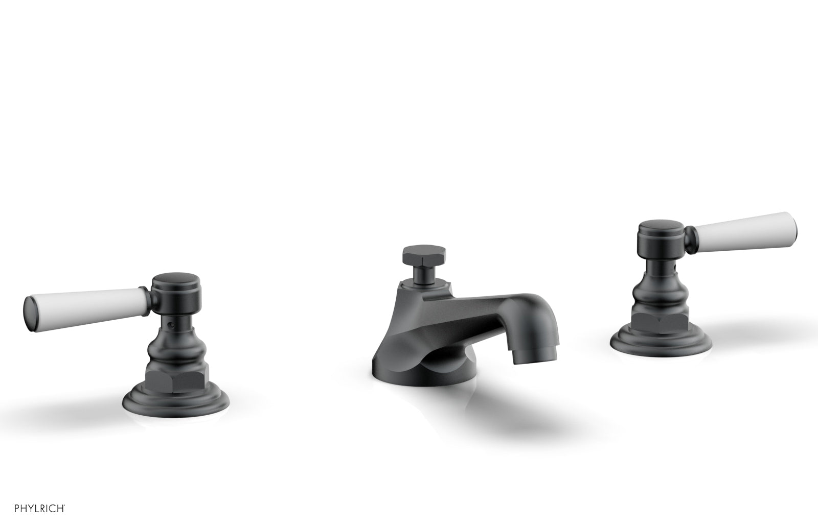 HEX TRADITIONAL Widespread Faucet - Satin White Lever Handles 500-02