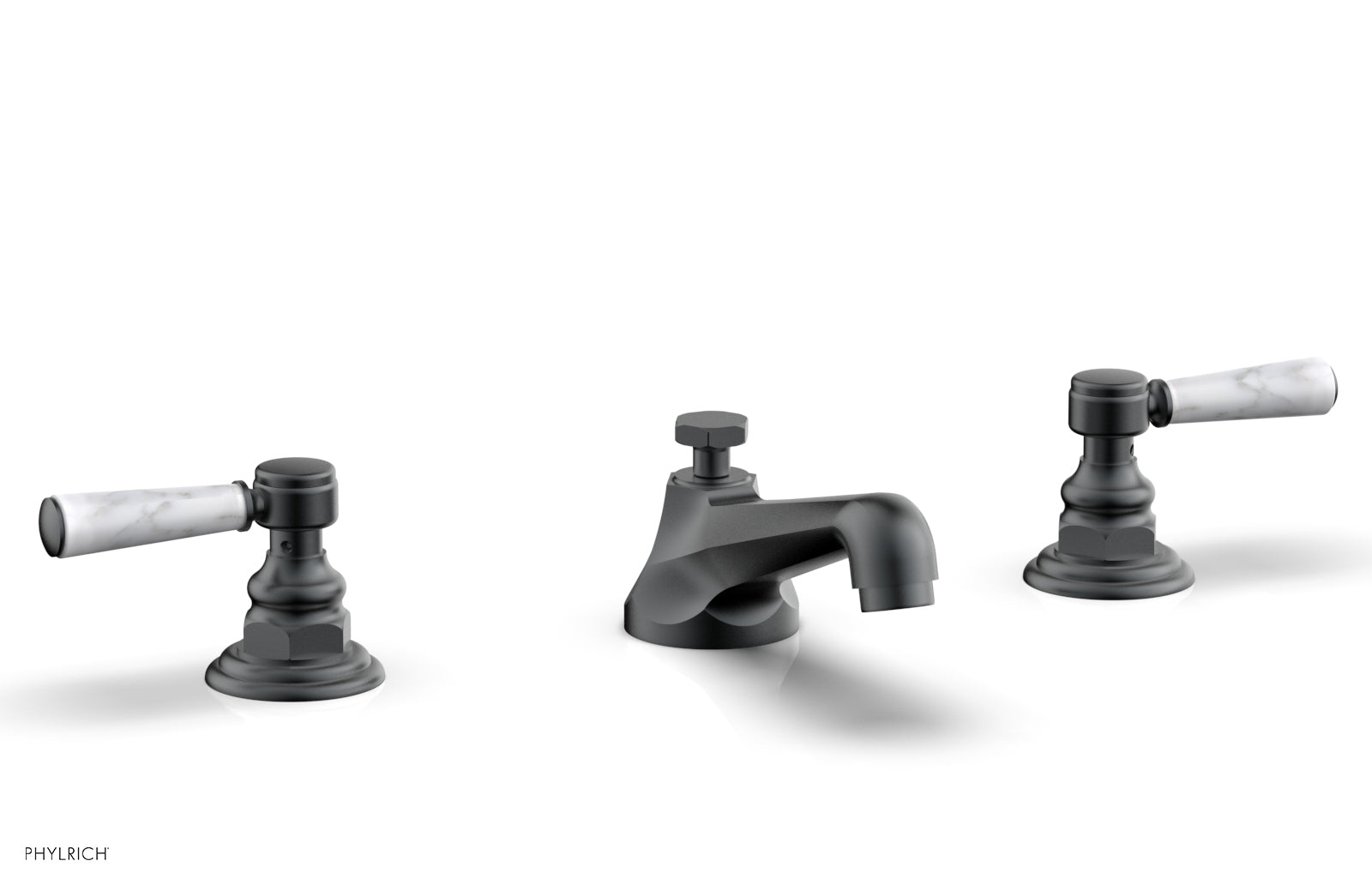 HEX TRADITIONAL Widespread Faucet - White Marble Lever Handles 500-03