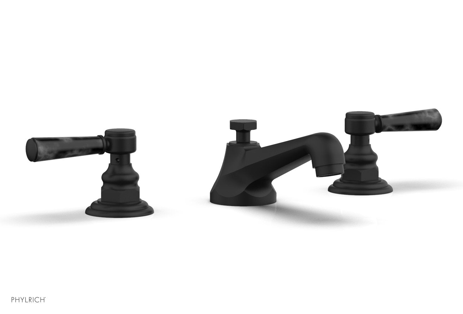 HEX TRADITIONAL Widespread Faucet - Black Marble Lever Handles 500-03