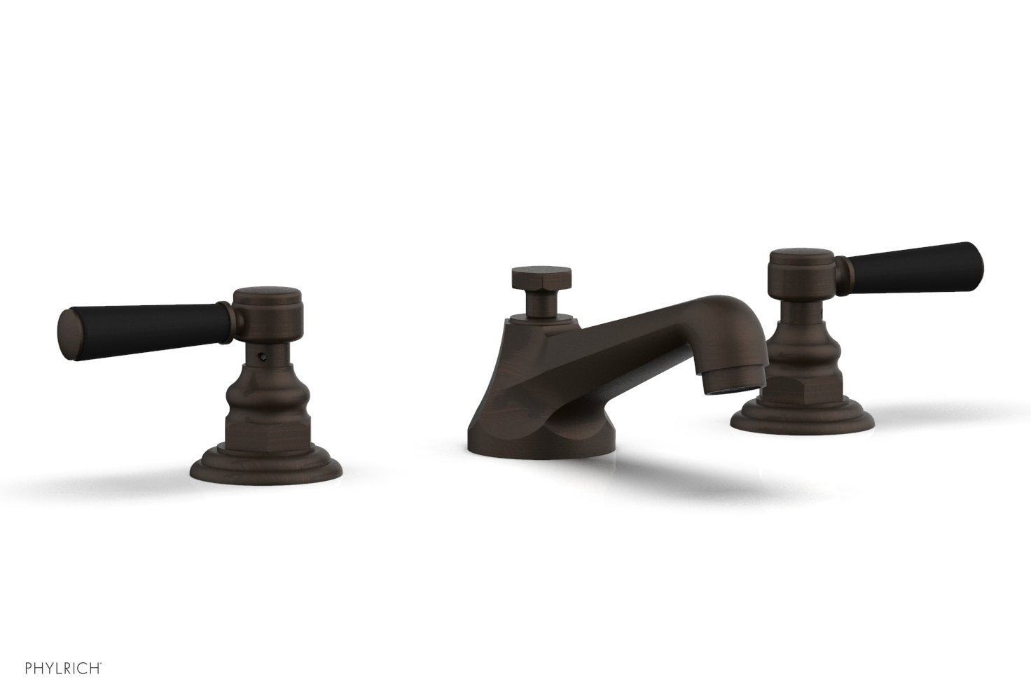 HEX TRADITIONAL Widespread Faucet - Satin Black Lever Handles 500-02