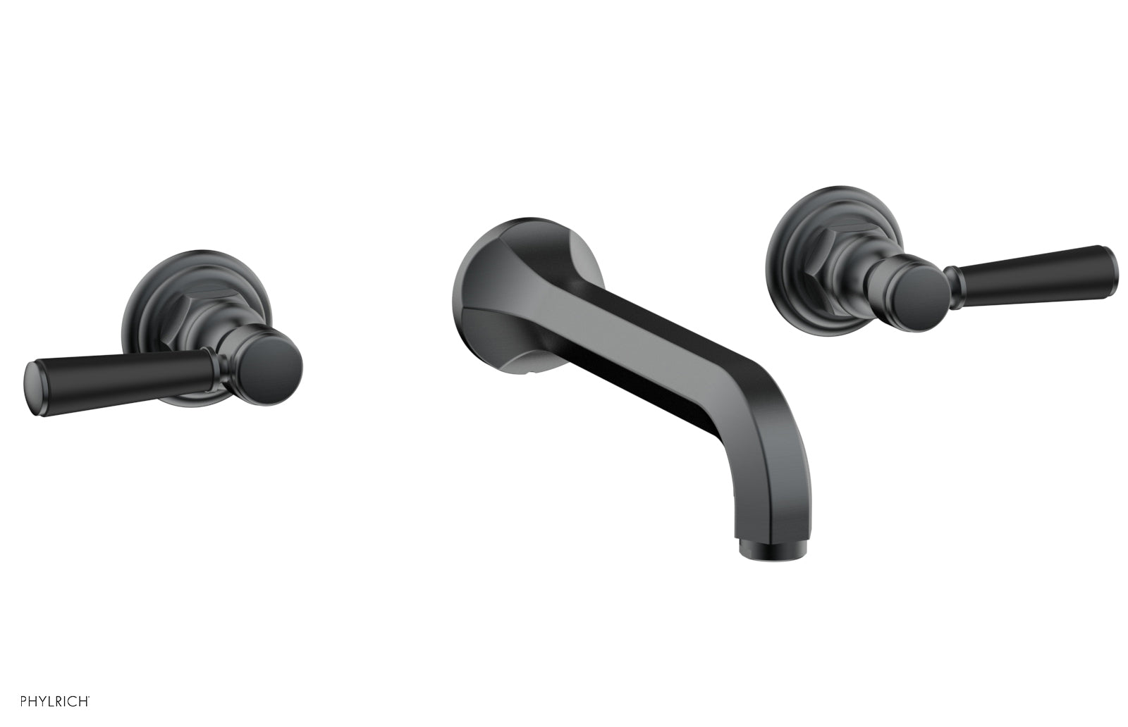 HEX TRADITIONAL Wall Tub Set - Satin Black Lever Handles 500-57