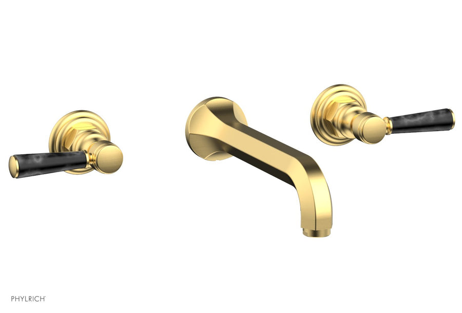 HEX TRADITIONAL Wall Tub Set - Black Marble Lever Handles 500-58