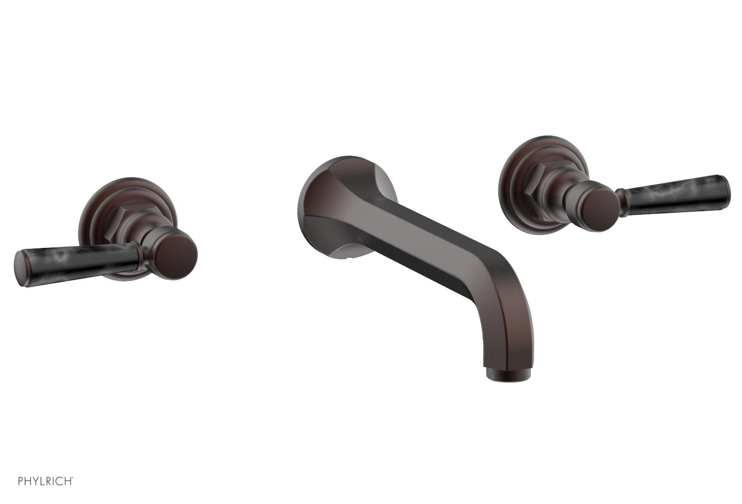 HEX TRADITIONAL Wall Tub Set - Black Marble Lever Handles 500-58