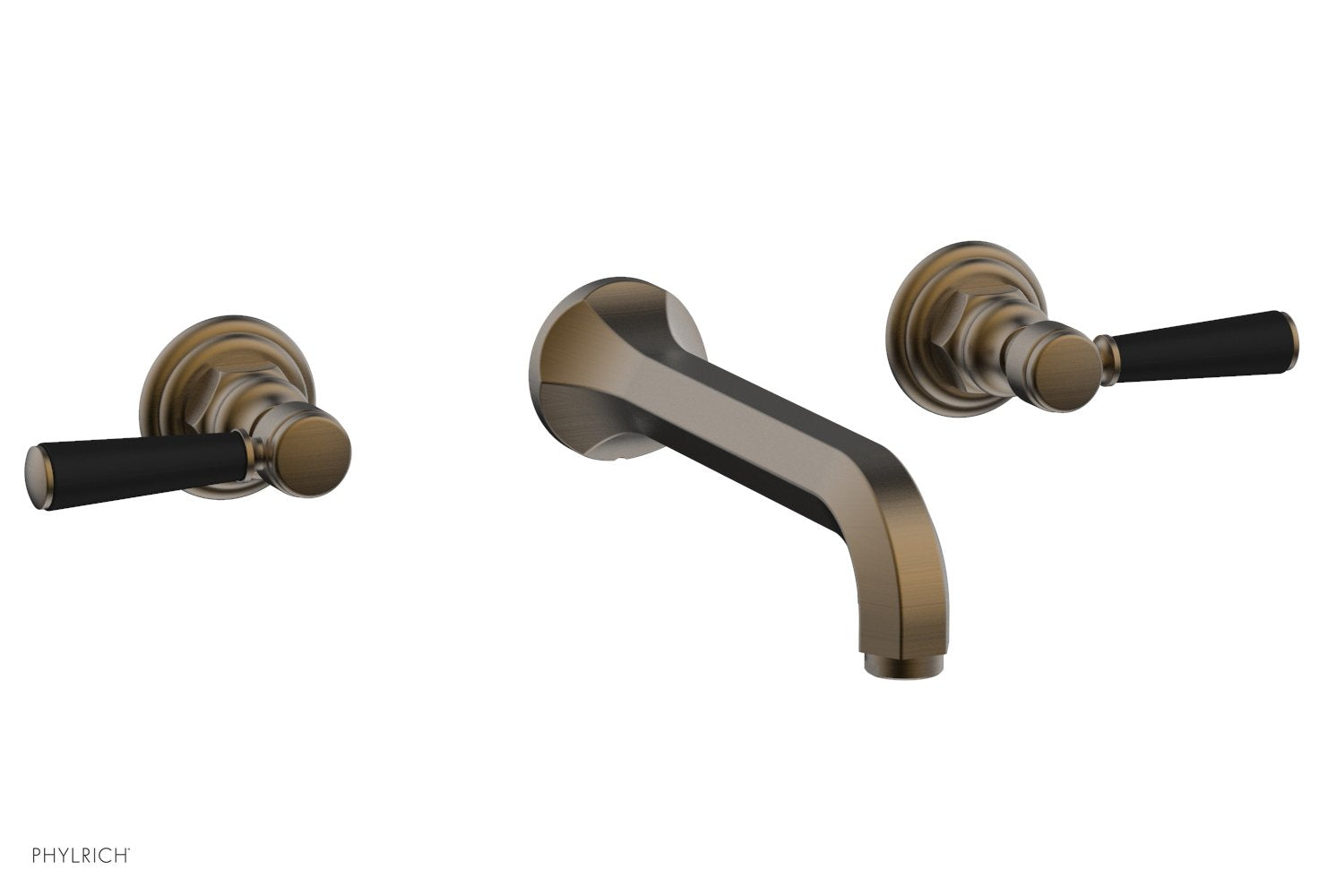 HEX TRADITIONAL Wall Tub Set - Satin Black Lever Handles 500-57