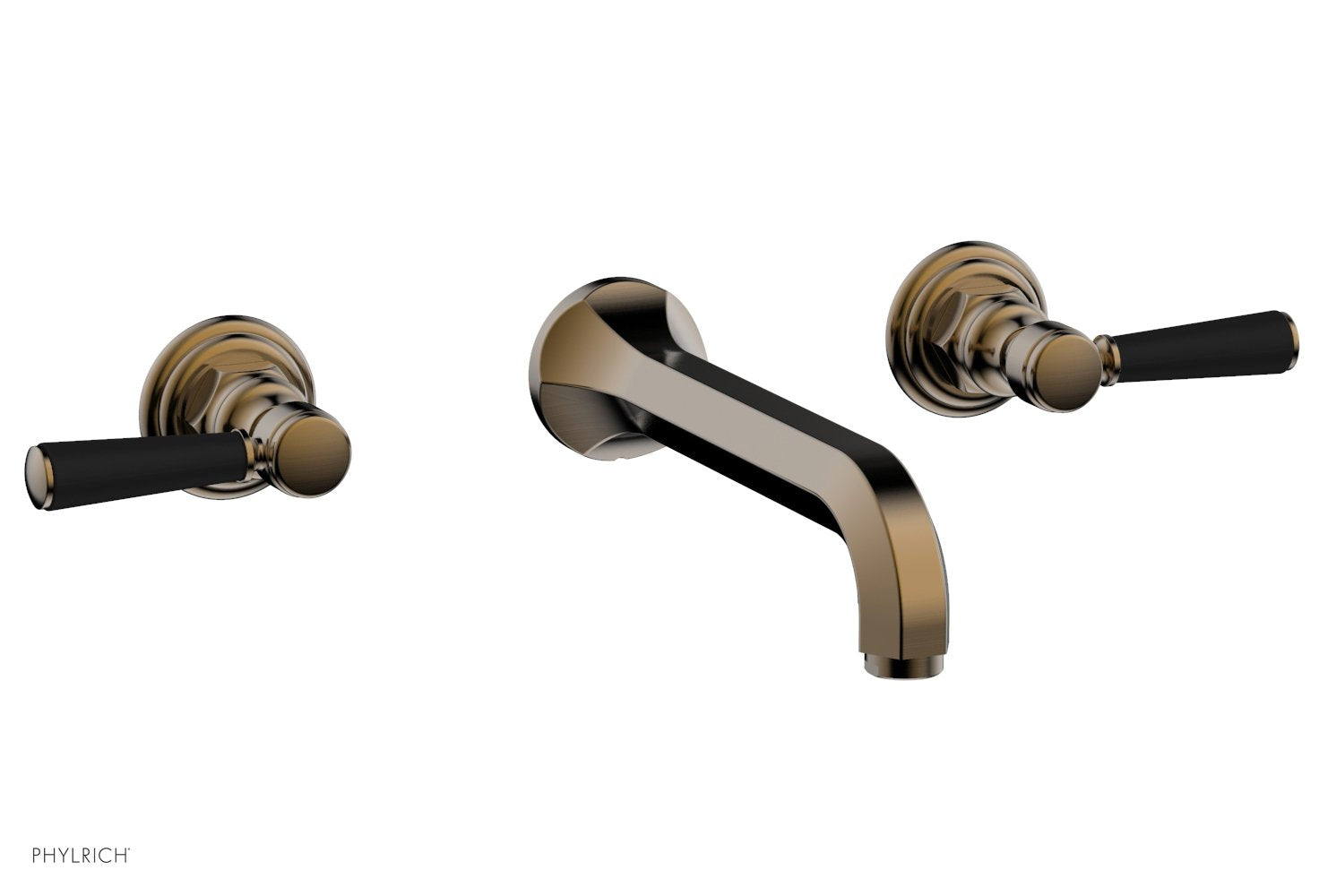 HEX TRADITIONAL Wall Tub Set - Satin Black Lever Handles 500-57