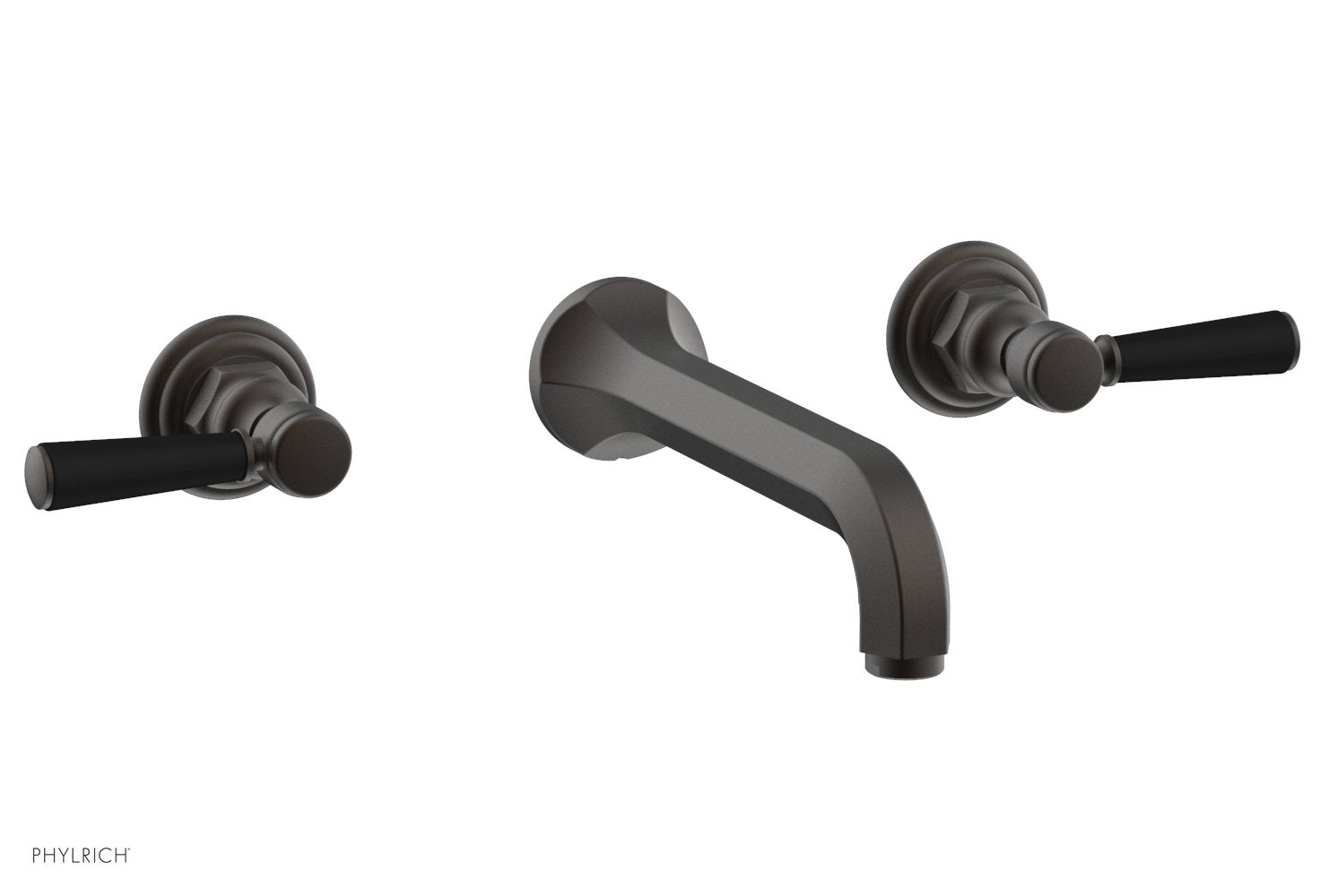 HEX TRADITIONAL Wall Tub Set - Satin Black Lever Handles 500-57