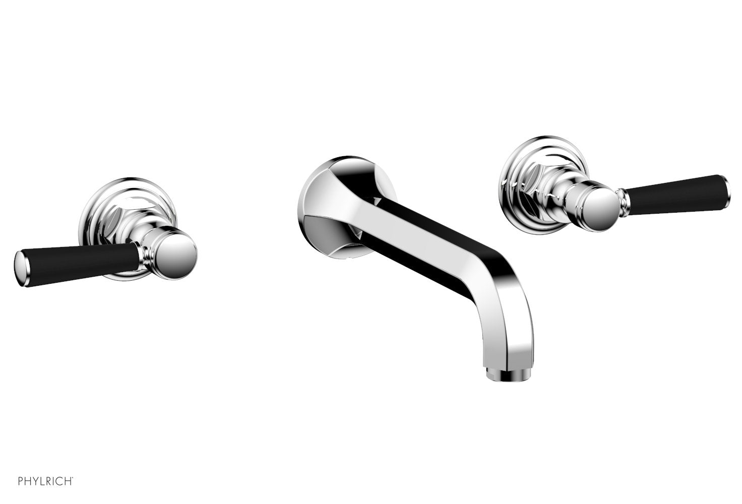 HEX TRADITIONAL Wall Tub Set - Satin Black Lever Handles 500-57