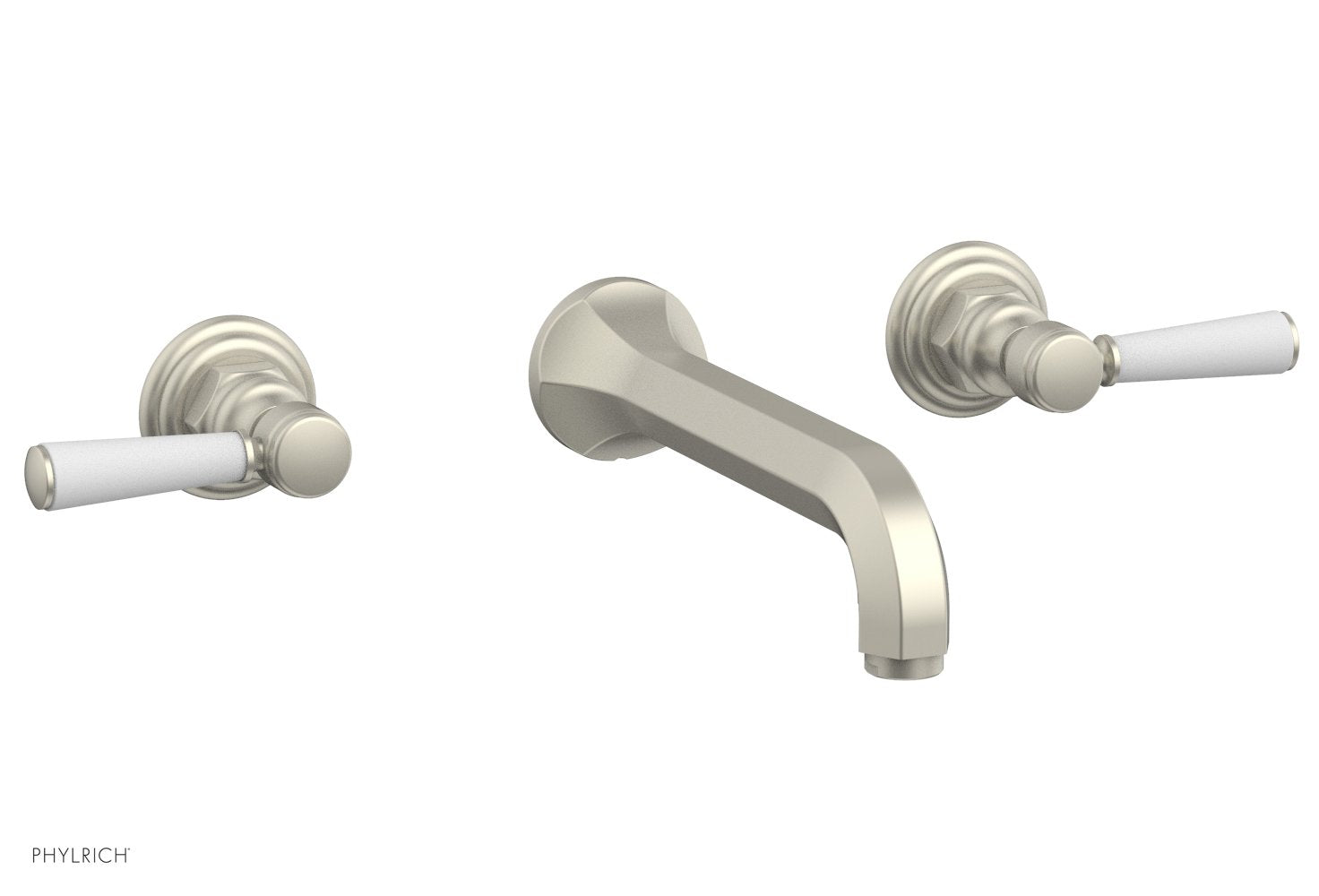 HEX TRADITIONAL Wall Lavatory Set - Satin White Lever Handles 500-12
