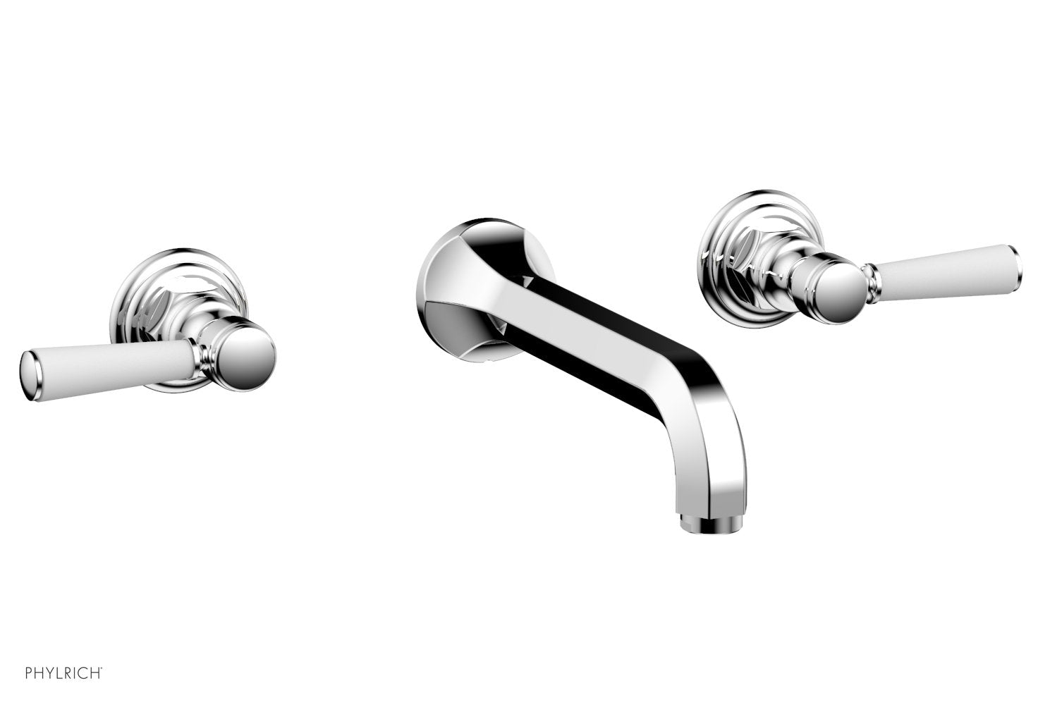 HEX TRADITIONAL Wall Tub Set - Satin White Lever Handles 500-57