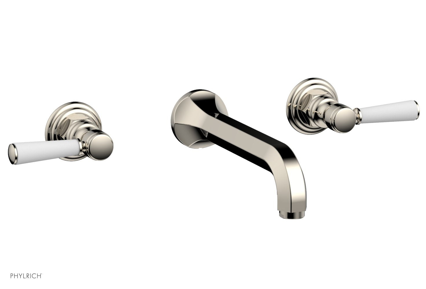 HEX TRADITIONAL Wall Tub Set - Satin White Lever Handles 500-57